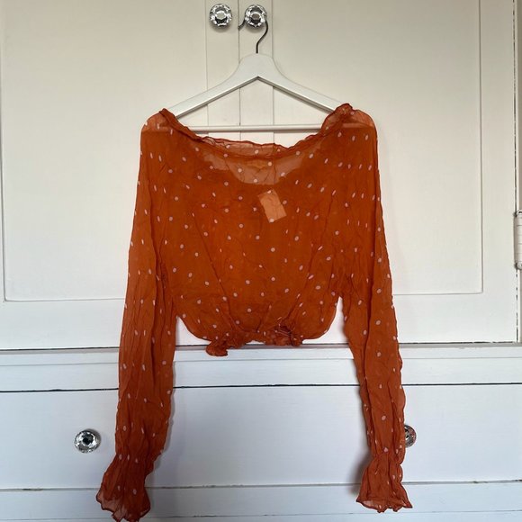 NWT For Love and Lemons Orange Blouse - Picture 3 of 4